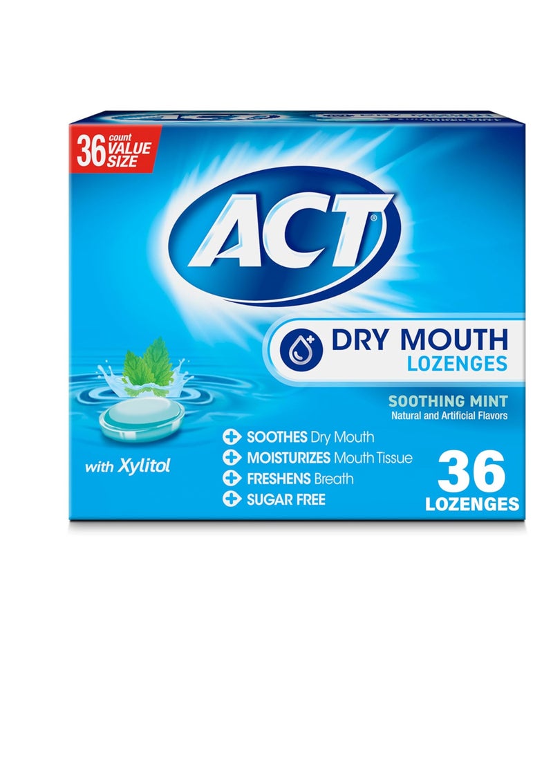 ACT Dry Mouth Lozenges with Xylitol, Soothing Mint, 36 Lozenges