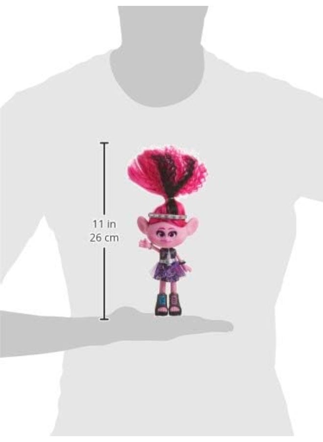 Trolls DreamWorks World Tour Glam Rockin' Poppy Fashion Doll with Dress, Shoes, and More, Fashion Toy for Girls