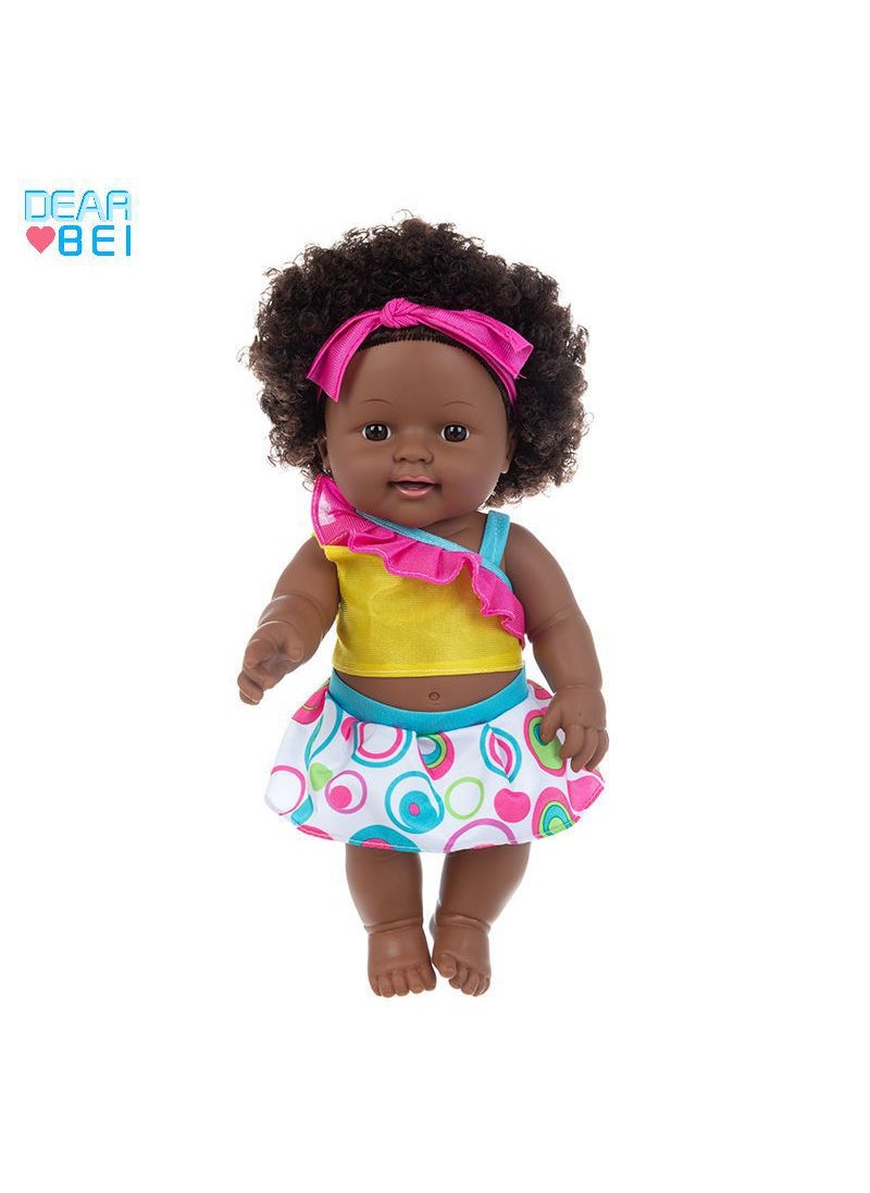 12 Soft Vinyl Reborn African Doll Toy Q12-005C Sugar Ring Shoulder Jacket