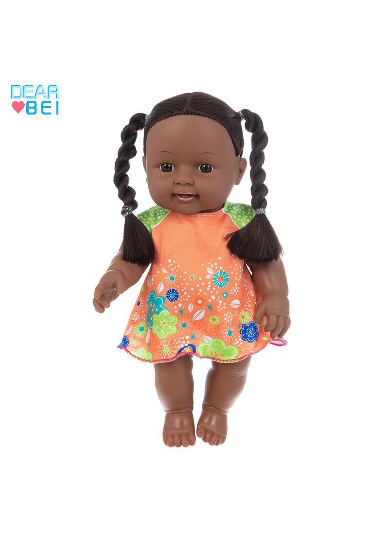 12 Soft Vinyl Reborn African Doll Toy Q12-010C Orange Green Colour Skirt