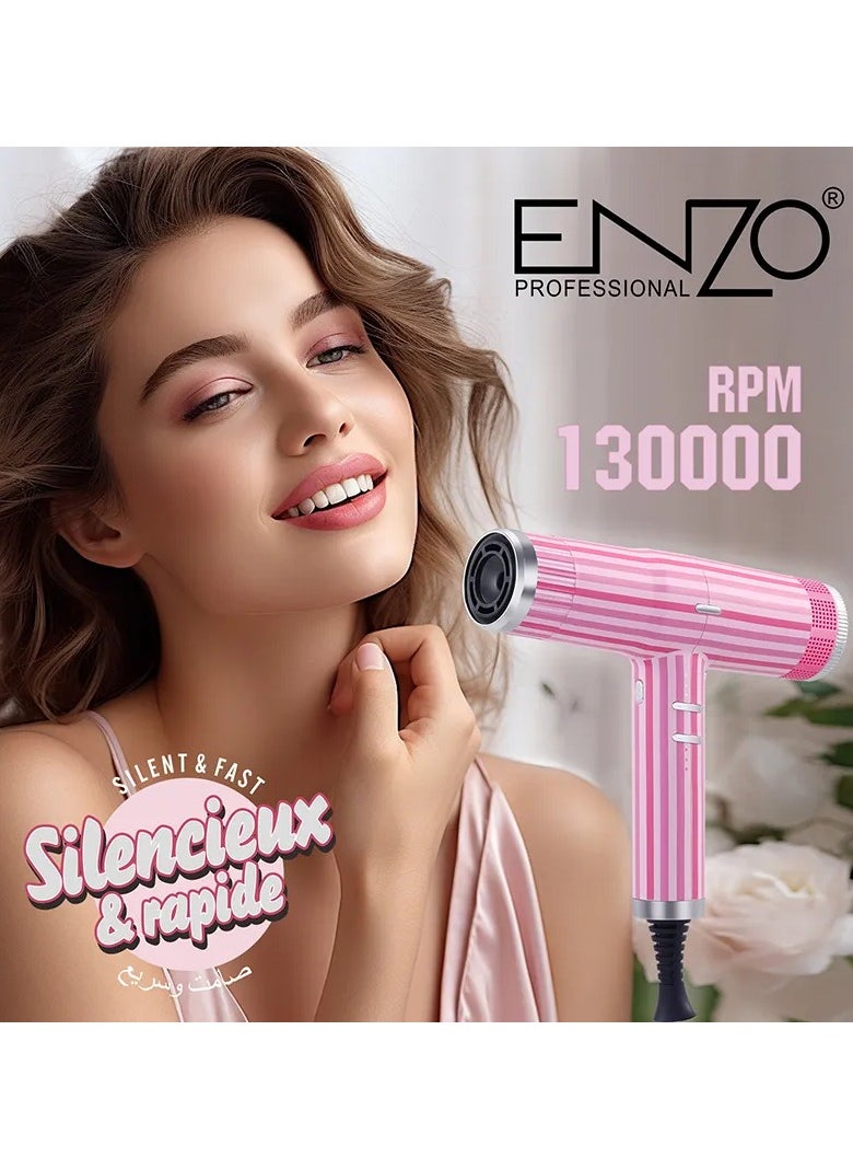 ENZO EN-1801 Salon 130000 RPM AC Motor Vacuum Diffuser Nozzle Blow Dryer Negative Ion Revair Fast Drying High Speed Hair Dryer