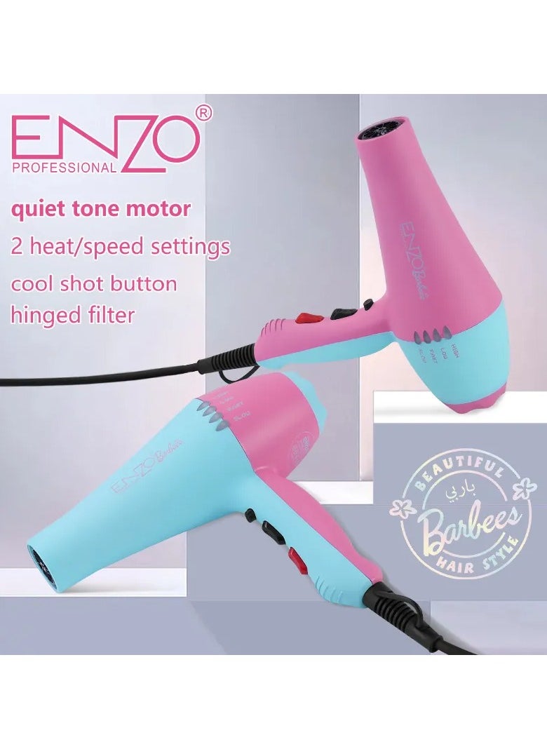 ENZO EN-8860A Barbie Hair Dryer – Professional-Grade Styling for Salon-Quality Results at Home