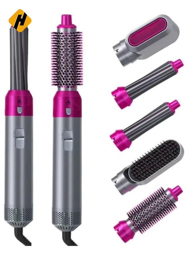 5 in 1 Hot Air Brush | Hair Dryer, Hair Styler, and Styler All-in-One with Interchangeable Attachments | for All Hair Types | Negative Ion Technology | Perfect for Travel