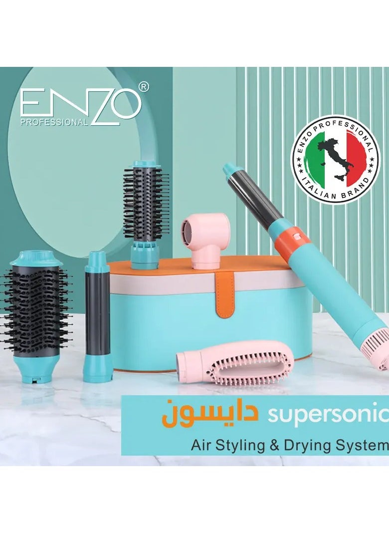 ENZO EN-4133 6 In 1 Electric Styling Multi-function Salon Hair Straightener Curler Comb Ionic One Step Hair Dryer Hot Air Brush