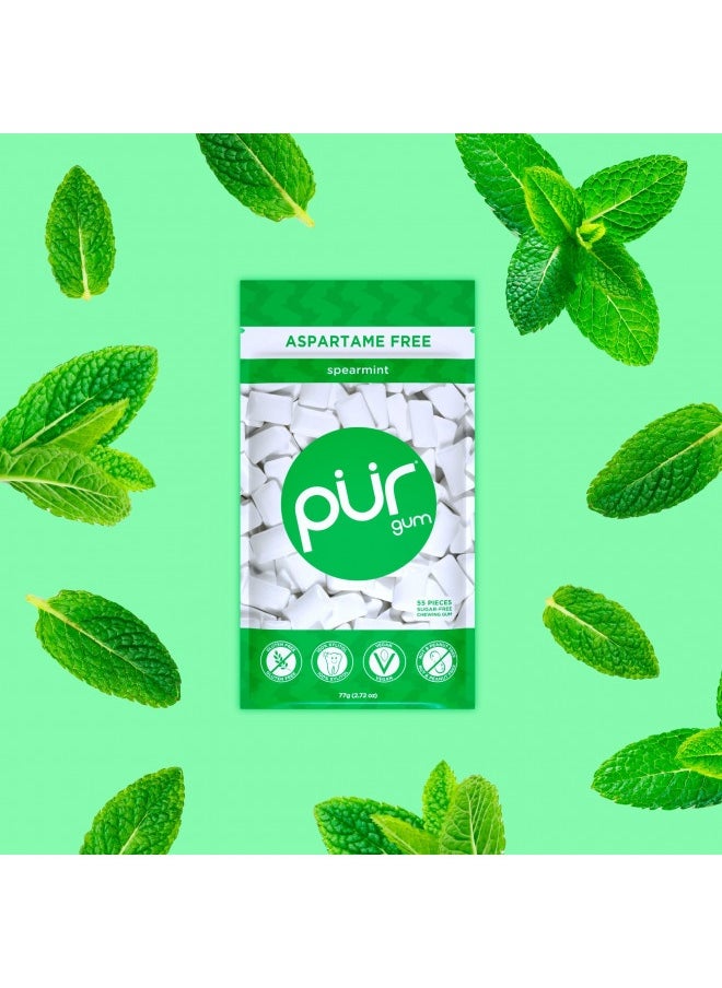 Pur Gum | Sugar Free Chewing Gum | 100% Xylitol | Vegan, Aspartame Free, Gluten Free And Keto Friendly | Natural Spearmint Flavored Gum, 55 Pieces (Pack Of 1)