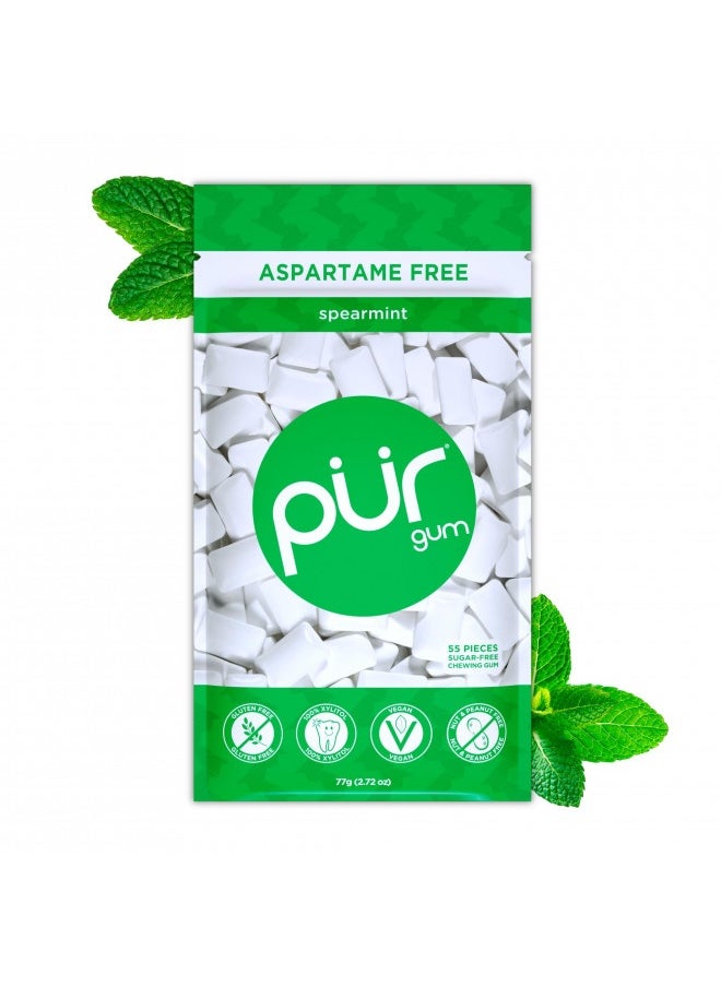 Pur Gum | Sugar Free Chewing Gum | 100% Xylitol | Vegan, Aspartame Free, Gluten Free And Keto Friendly | Natural Spearmint Flavored Gum, 55 Pieces (Pack Of 1)