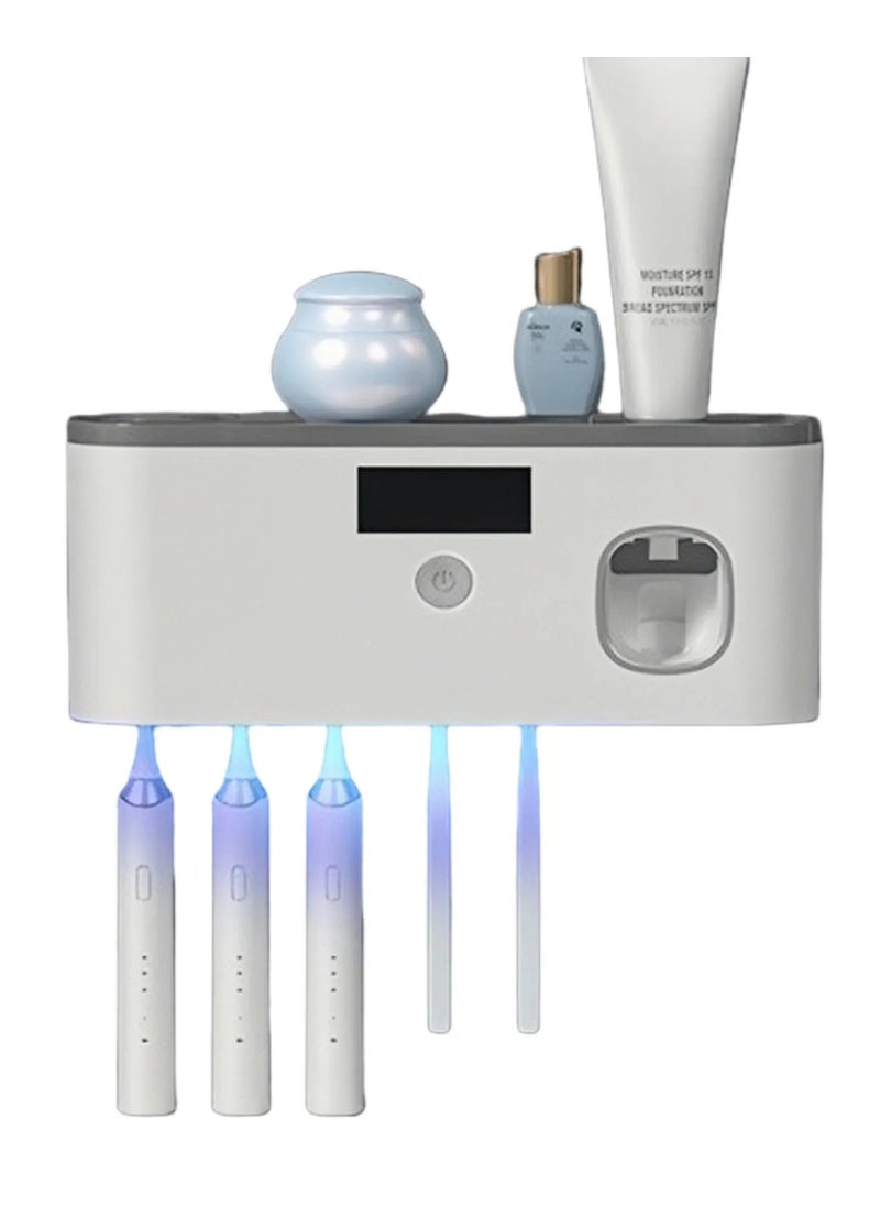 Intelligent UV Toothbrush Holder Household Toothbrush Sterilization And Disinfection Shelf Wall Mounted Toothpaste Extruder