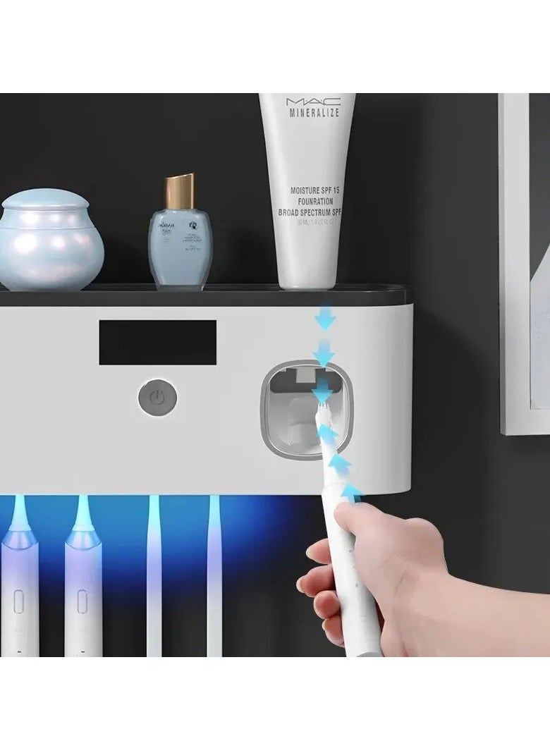 Intelligent UV Toothbrush Holder Household Toothbrush Sterilization And Disinfection Shelf Wall Mounted Toothpaste Extruder