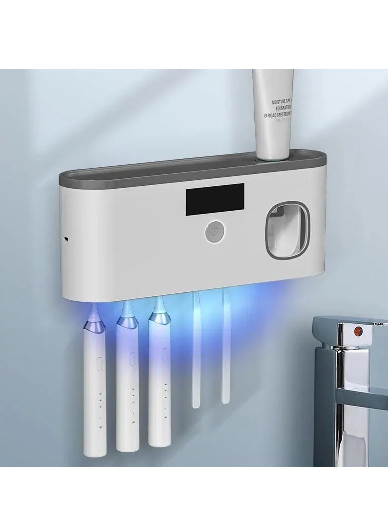 Intelligent UV Toothbrush Holder Household Toothbrush Sterilization And Disinfection Shelf Wall Mounted Toothpaste Extruder