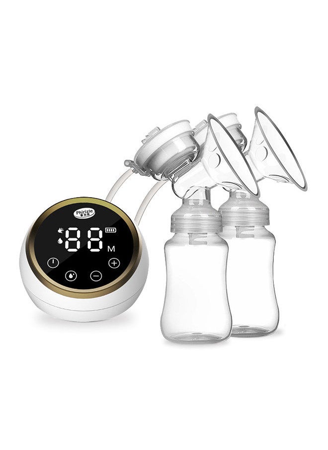 Double Electric Breast Pump Hands Free Breast Pump for Breastfeeding 3 Modes & 9 Adjustable Levels Low Noise Anti-Backflow LED Screen Built-in Battery with 2pcs 150ml Milk Bottles