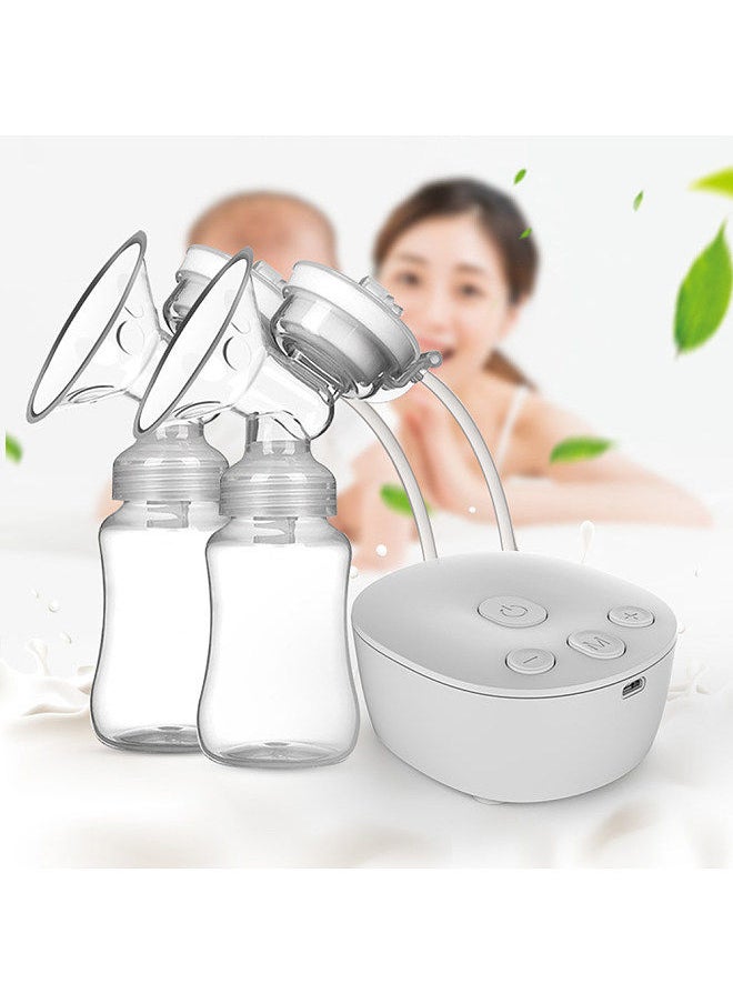 Double Electric Breast Pump Hands Free Breast Pump for Breastfeeding 2 Modes & 9 Adjustable Levels Low Noise Anti-Backflow USB Powered with 2pcs 150ml Milk Bottles