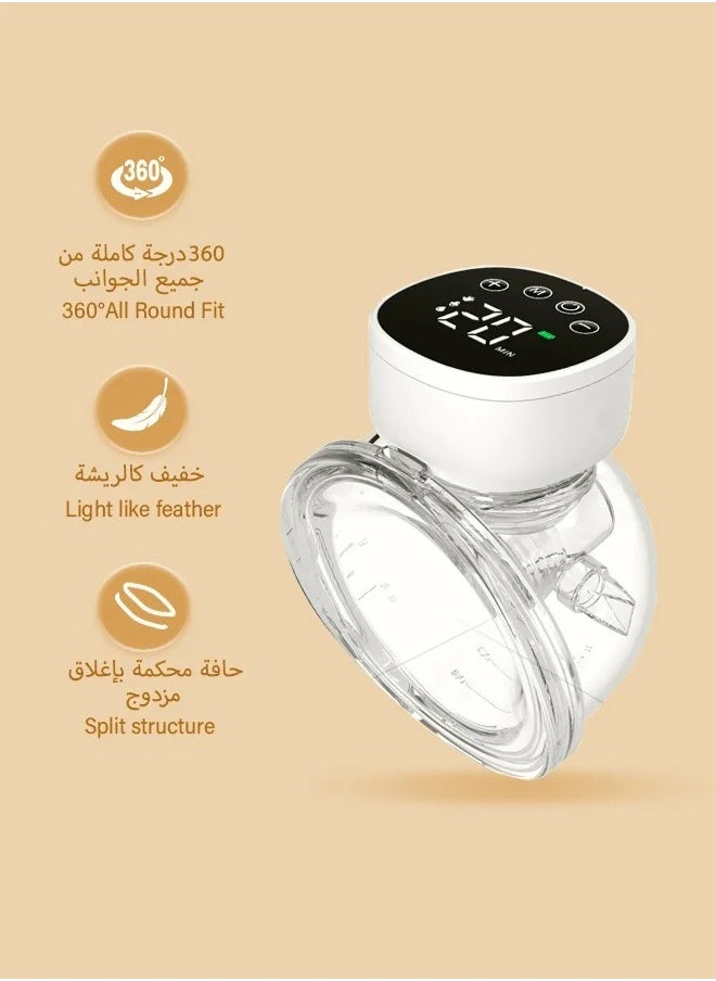 2 Pieces Portable Wearable Electric Breast Pump With Anti-Reflux Design, Large Battery Capacity, 3 Modes And 9 Gears