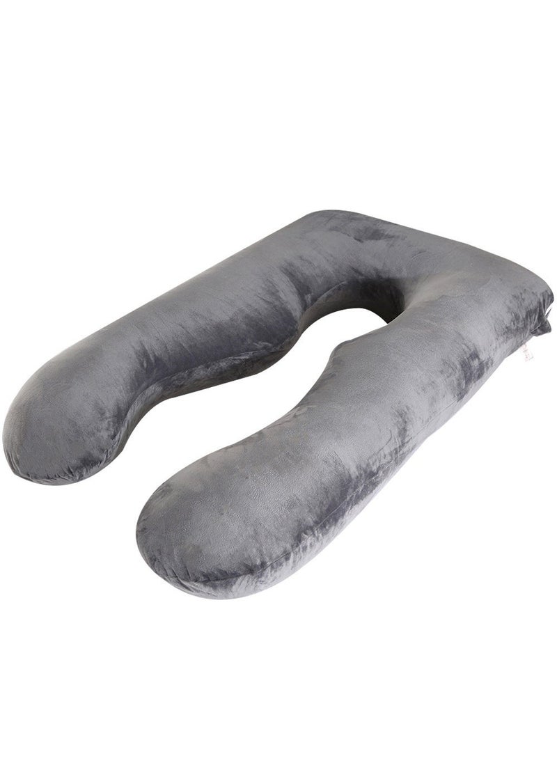 Cotton Multi-Functional U-Shaped Pregnancy Pillow Black-Crystal Velvet