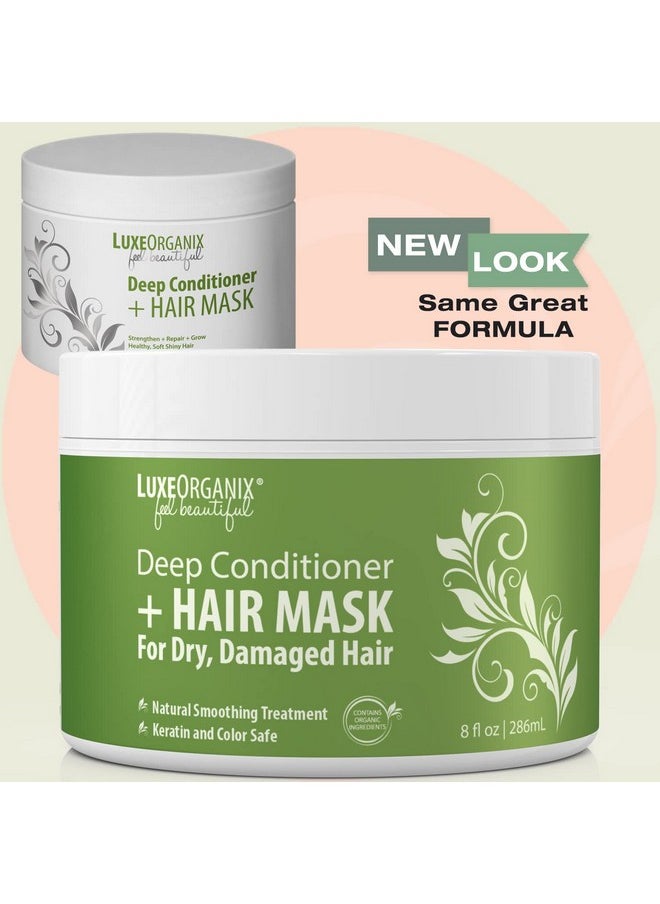 Hair Mask For Damaged Hair: Keratin & Color Safe Safe - Perfect Natural Deep Conditioner For Dry Curly Hair - Organic Coconut Oil - Mascarilla Para El Cabello. (8 Oz)