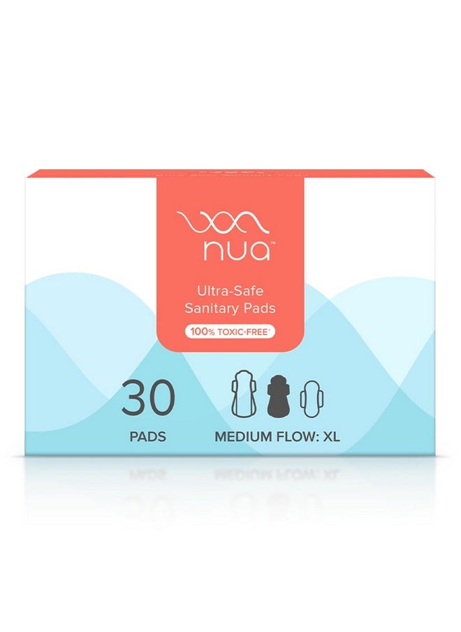 Ultra-Safe Sanitary Pads For Women |30 Ultra Thin Pads | Medium-Xl | Safe On Skin | Toxic-Free & Rash-Free | Unscented | 50% Wider Back | Leakproof | Made Safe