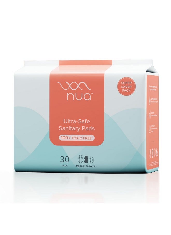 Ultra-Safe Sanitary Pads For Women | Super Saver Pack Of 30 | Medium Flow - Xl | Leakproof, Unscented & Toxin-Free | Gentle On Sensitive Skin | Breathable & Rash-Free