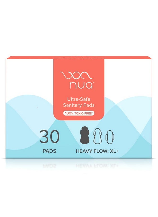 Ultra-Safe Sanitary Pads For Women | 30 Ultra Thin Pads | Heavy Flow-Xl+ | Safe On Skin | Toxic-Free & Rash-Free | Unscented | 50% Wider Back| Leakproof | Made Safe