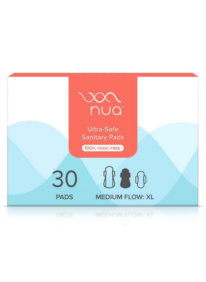 Ultra-Safe Sanitary Pads For Women |30 Ultra Thin Pads | Medium-Xl | Safe On Skin | Toxic-Free & Rash-Free | Unscented | 50% Wider Back | Leakproof | Made Safe