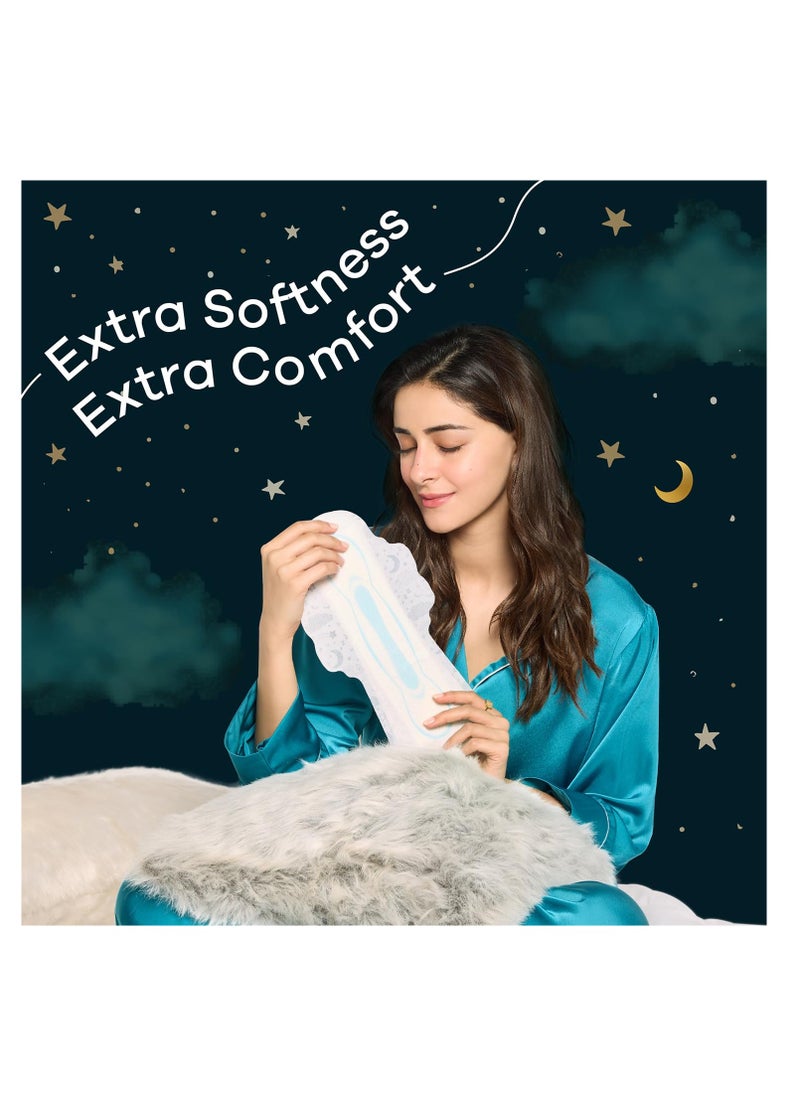 WHISPER BINDAZZZ NIGHTS SANITARY PADS, 15 XL+ PADS, UPTO 0% LEAKS ALL NIGHT LONG, FOR HEAVY FLOW, 40% LONGER & WIDER BACK, COMFORTABLE CUSHIONY SOFT WINGS, DISPOSABLE WRAPPER