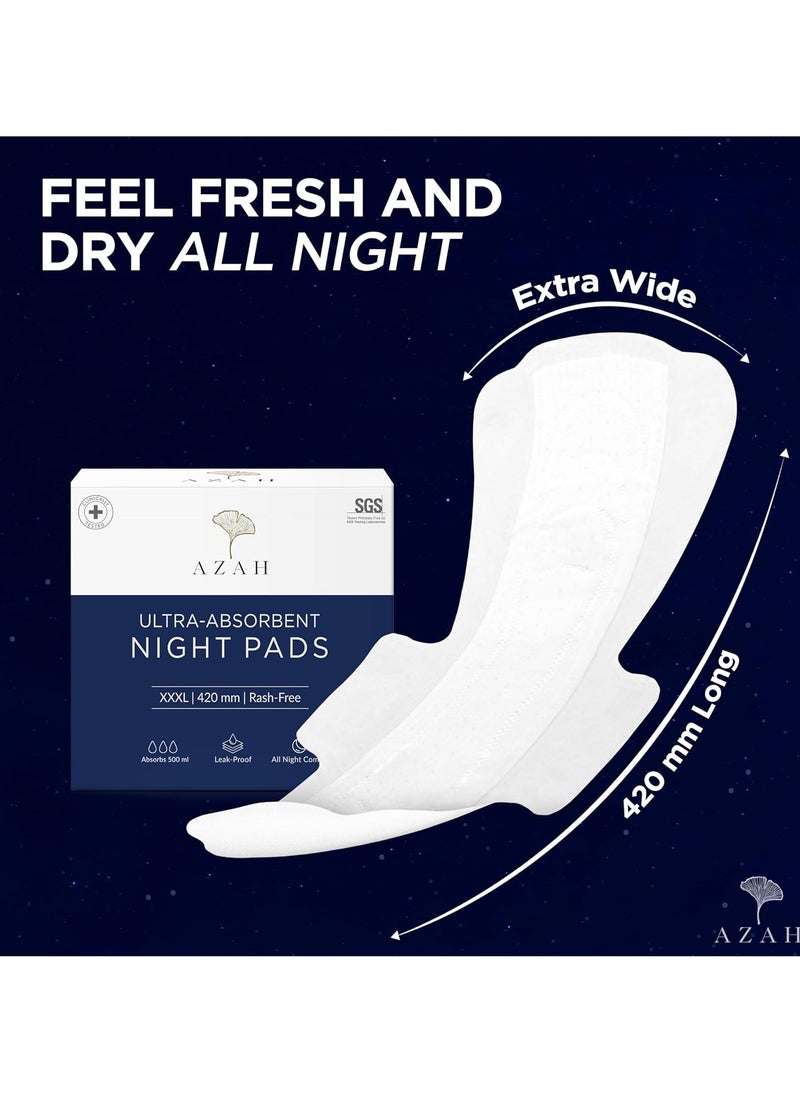 Azah XXXL Pads for Women (12 Pads) | Leak Proof Night Pads for Heavy Flow | Overnight Protection | Extra Long and Wide Back | Rash Free Sanitary Pads and Maternity Pads