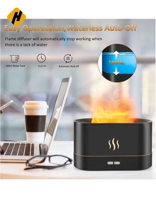 Flame Diffuser Humidifier-Auto Off 180ml Essential Oil Diffuser-2 Modes Brightness Aroma Humidifier with Fire Flame Effect for Home,Office