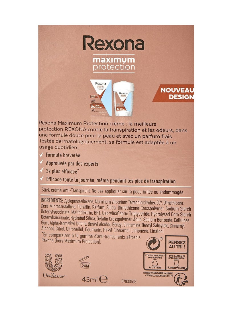 Rexona Maximum Protection Sensitive Dry Antiperspirant Cream 45 ml