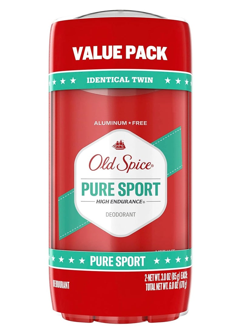 Old Spice Aluminum Free Deodorant for Men, High Endurance Pure Sport Scent, 3.0 oz (Pack of 2)