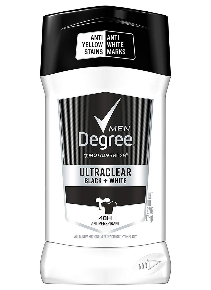 Degree Men UltraClear Antiperspirant Deodorant Black+White, Pack of 12, 72-Hour Sweat and Odor Protection Antiperspirant For Men With MotionSense Technology 2.7 oz