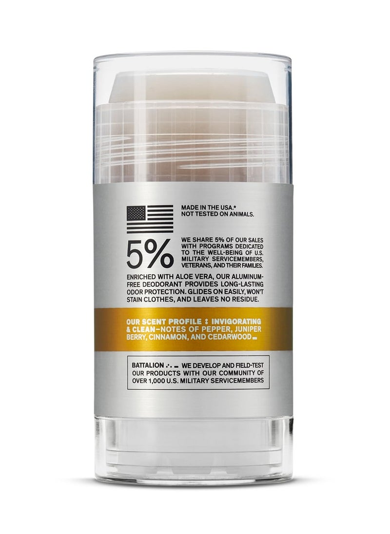 Aluminum-Free Natural Deodorant for Men by Bravo Sierra - Long Lasting All-Day Odor and Sweat Protection - Citrus and Cedarwood, 3.2 oz - Paraben-Free, Baking Soda Free, Vegan and Cruelty Free