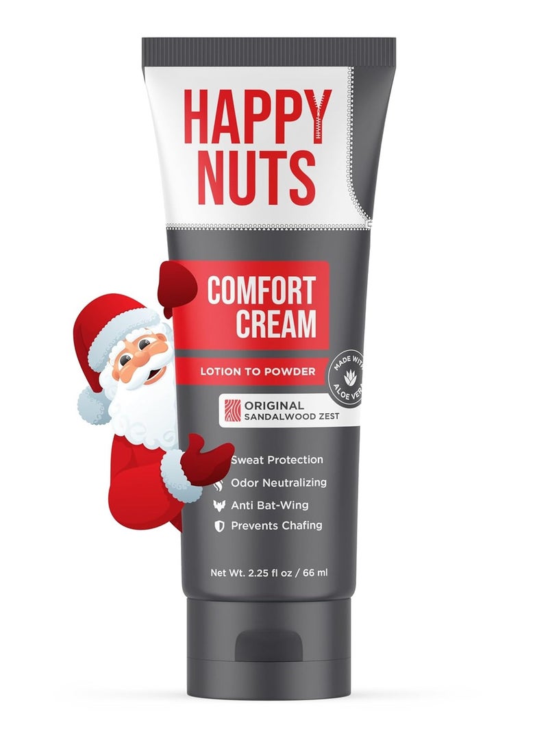 HAPPY NUTS Comfort Cream Deodorant For Men: Anti-Chafing Sweat Defense, Odor Control, Aluminum-Free Mens Deodorant & Hygiene Products for Men's Private Parts 2.25 oz. (Original)