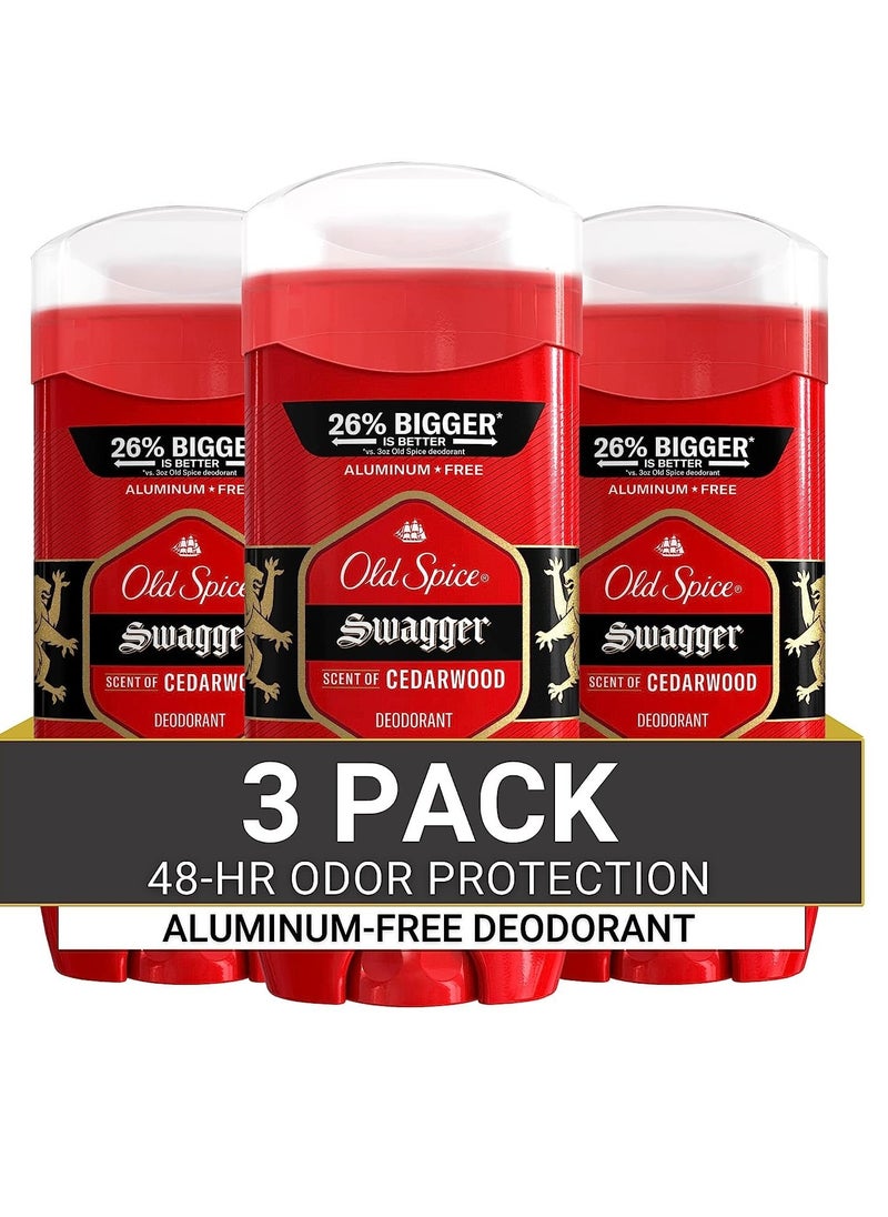 Old Spice Aluminum Free Deodorant for Men, 24/7 Odor Protection, 24/7 Lasting Freshness, Red Collection, Swagger with Cedarwood Scent, 3.8 oz (Pack of 3)