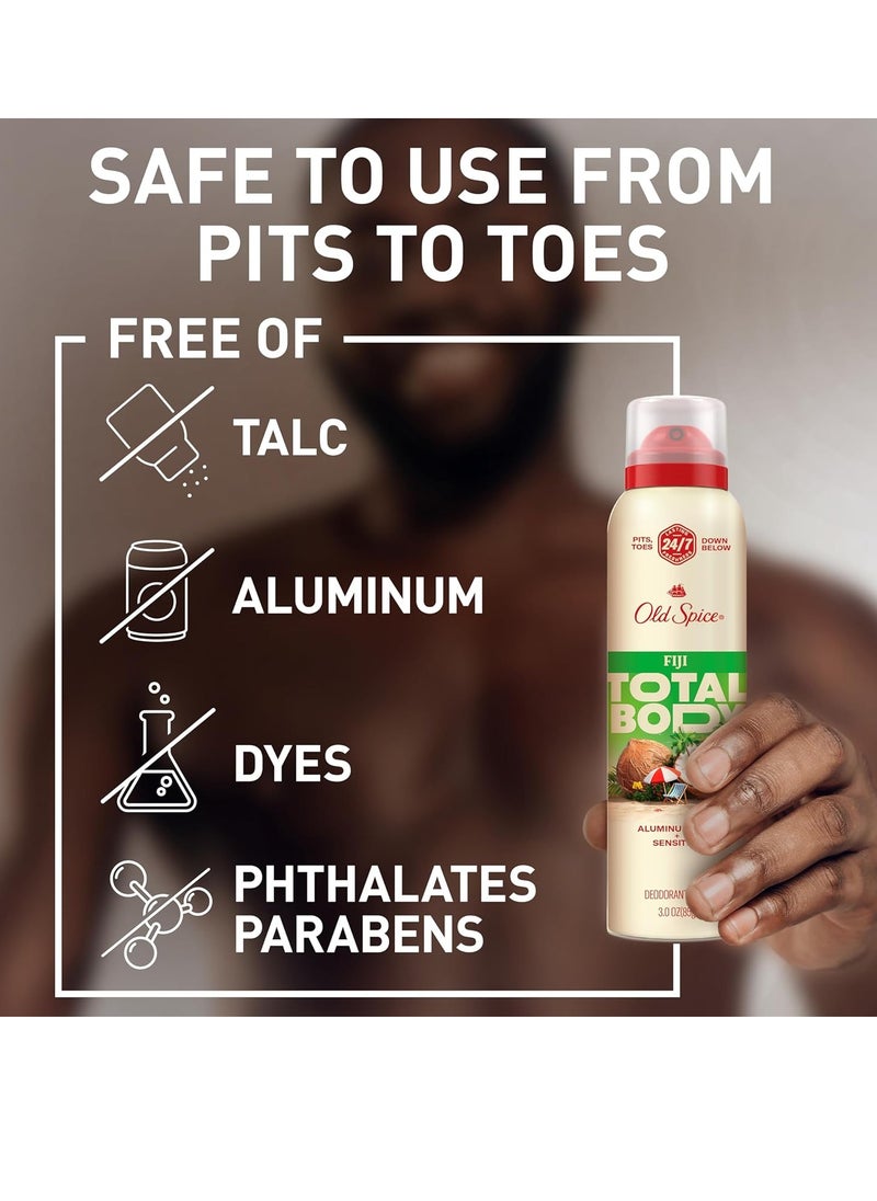 Old Spice Whole Body Deodorant for Men, Total Body Deodorant, Fiji Scent, Aluminum Free Deodorant Spray for 24/7 Freshness // Dermatologist Tested Whole Body Deodorant, 3.5 oz