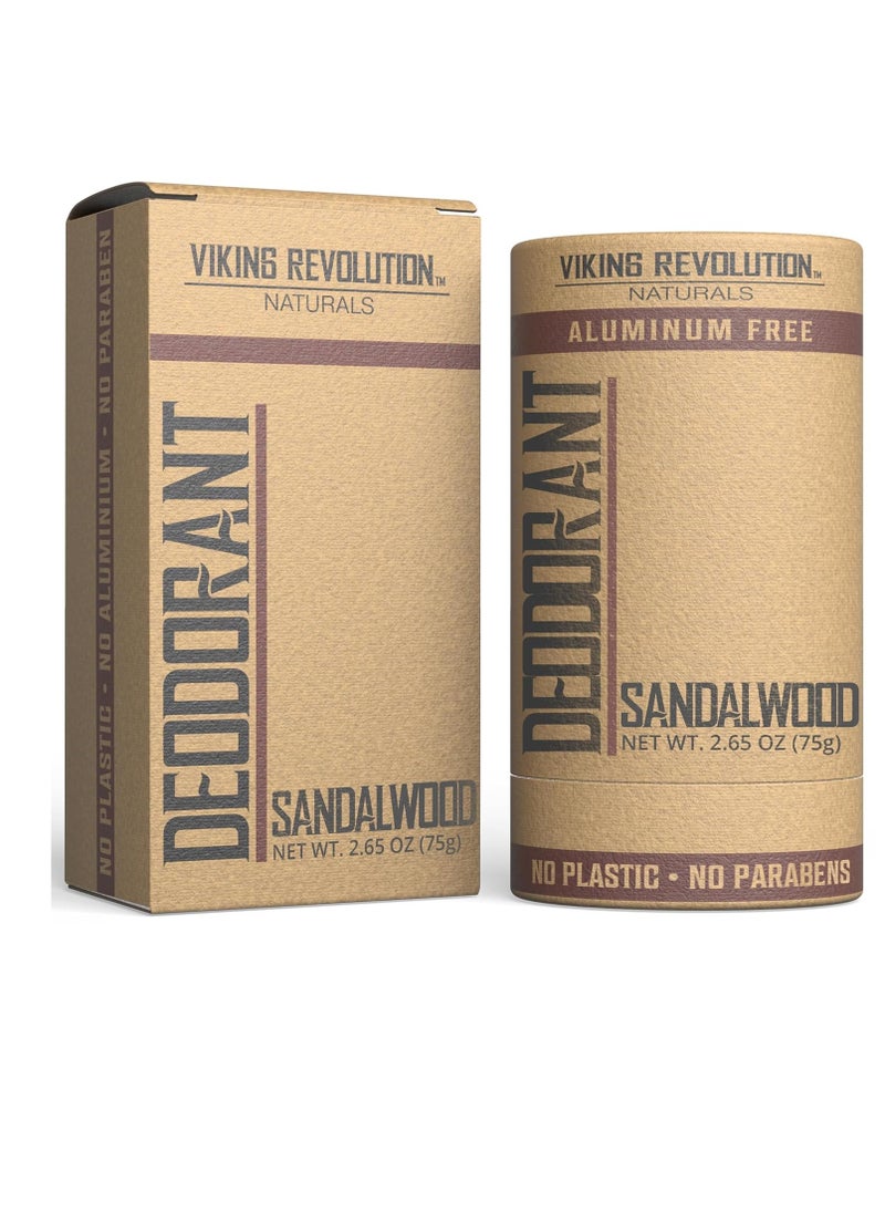 Viking Revolution Sandalwood Deodorant for Men - Deodorant Men Aluminum Free with Shea Butter and Tapioca Starch - Mens Deodorant Stain- Free and Baking Soda-Free - Natural Deodorant for Men (2.65oz)