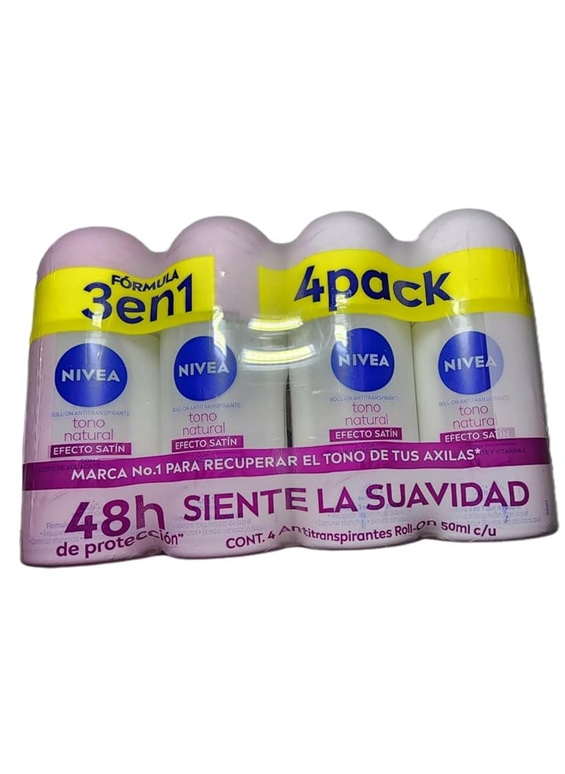 Nivea Deodorant Whitening Pack of 4 Aclarado Natural 50 milliliters 1.7 Fl Oz, 50.0 milliliters