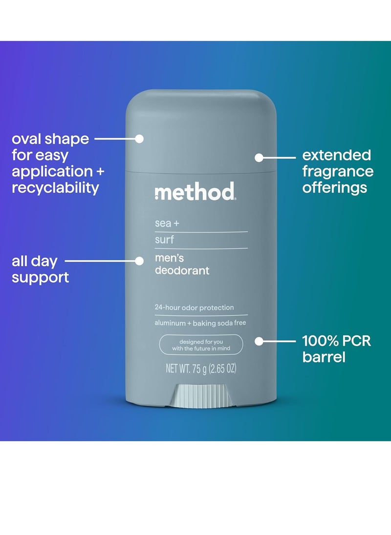 Method Deodorant, Sea + Surf, 2.65 oz, 24 Hour Odor Protection, 2.65 oz