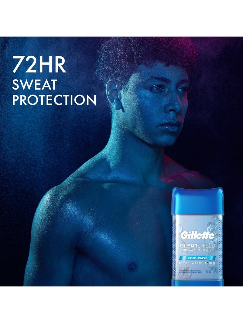 Gillette Antiperspirant and Deodorant for Men, Clear Gel, Cool Wave Scent, 3.8 oz (Pack of 2)