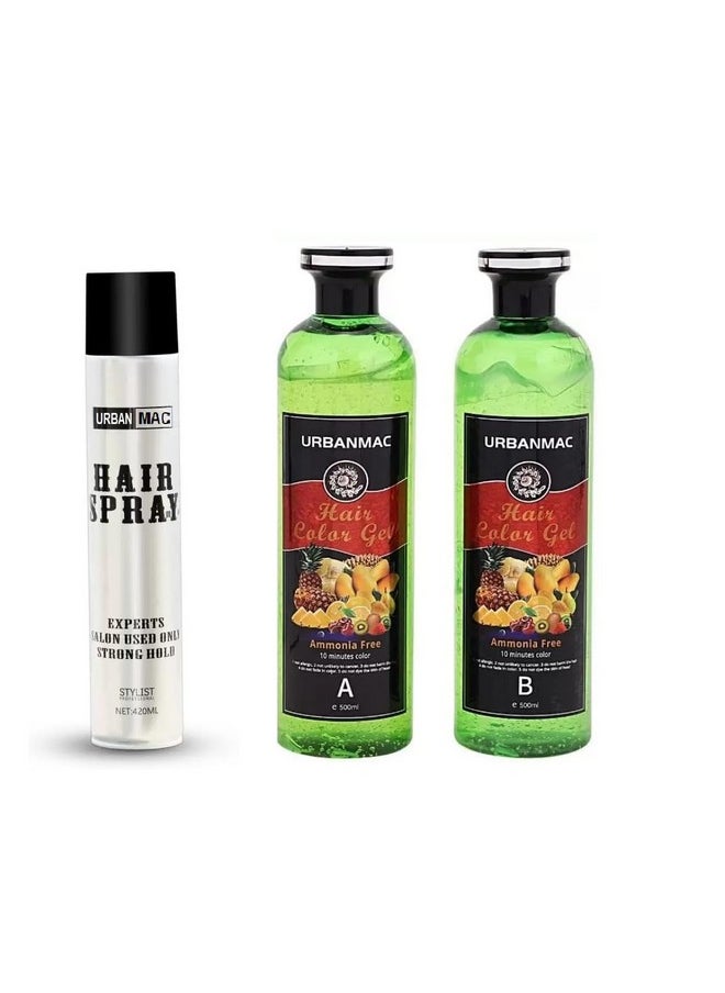 Fruit Vinegar Gel Based Hair Color Natural Black With Hair Styling Spray