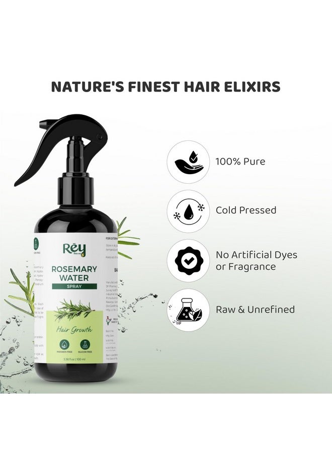 Rosemary Water For Hair Growth | Rosemary Water Spray For Shiny Frizz Free Hair | Non Oily Hair Spray For Men & Women | Hair Volumizer Rose Mary Water For All Hair Types - 100Ml