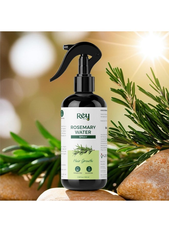 Rosemary Water For Hair Growth | Rosemary Water Spray For Shiny Frizz Free Hair | Non Oily Hair Spray For Men & Women | Hair Volumizer Rose Mary Water For All Hair Types - 100Ml