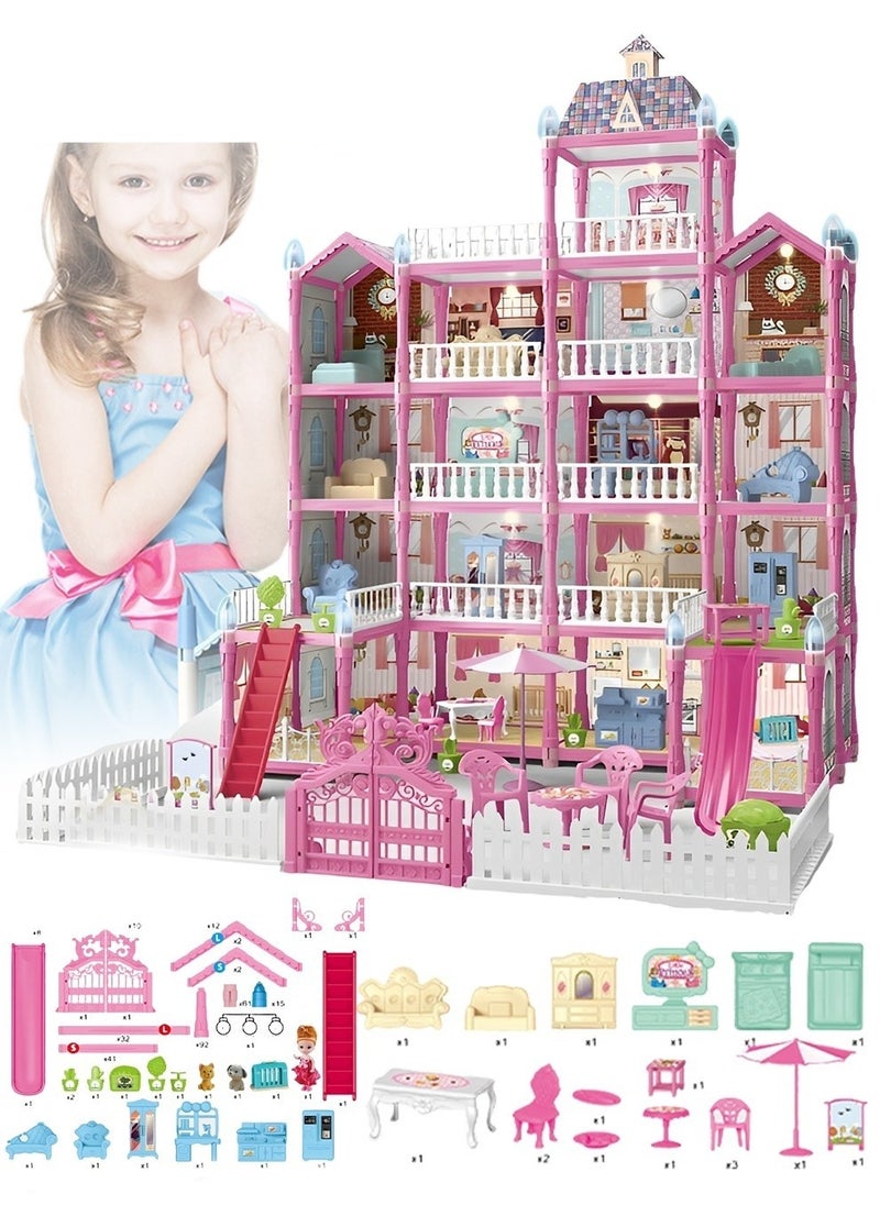 DIY Doll House,Big Size 5 Floors 19 Rooms Castle House With Decorating Dollhouse Accessories And Furniture,DIY Building Toys