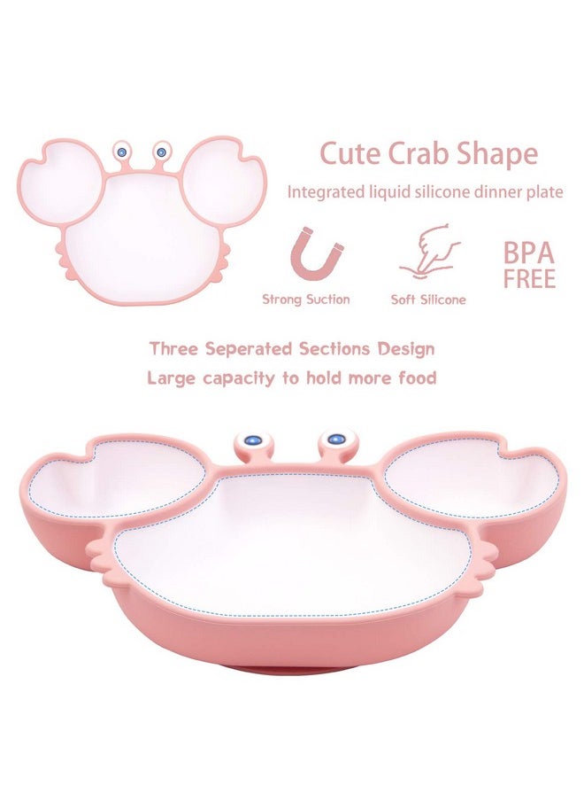 Toddler Plate, Portable Baby Plates For Toddlers And Kids, Bpa-Free Strong Suction Plates For Toddlers, Dishwasher & Microwave Safe Silicone Placemat 9X6X1.4 Inch