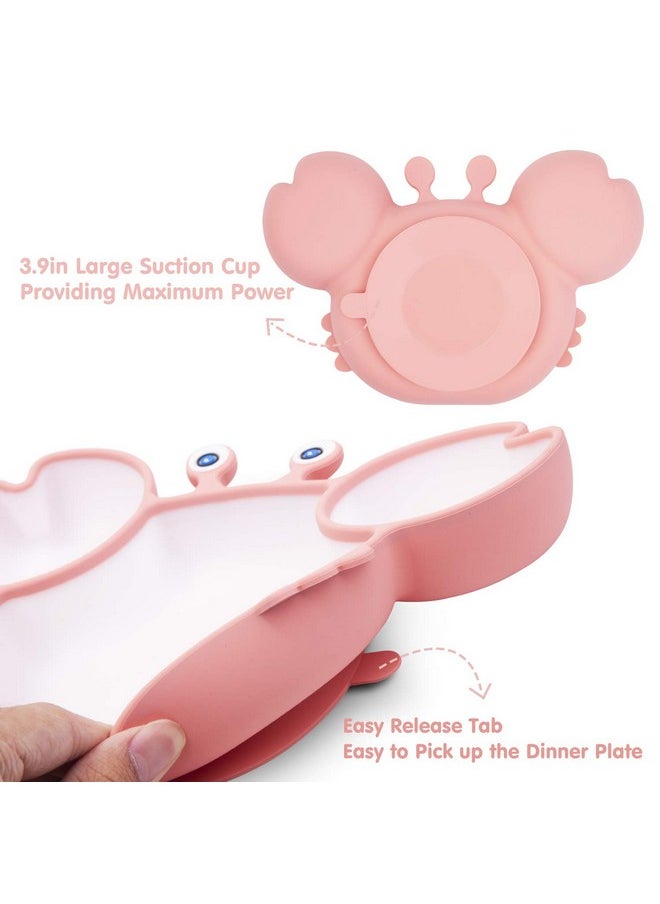 Toddler Plate, Portable Baby Plates For Toddlers And Kids, Bpa-Free Strong Suction Plates For Toddlers, Dishwasher & Microwave Safe Silicone Placemat 9X6X1.4 Inch