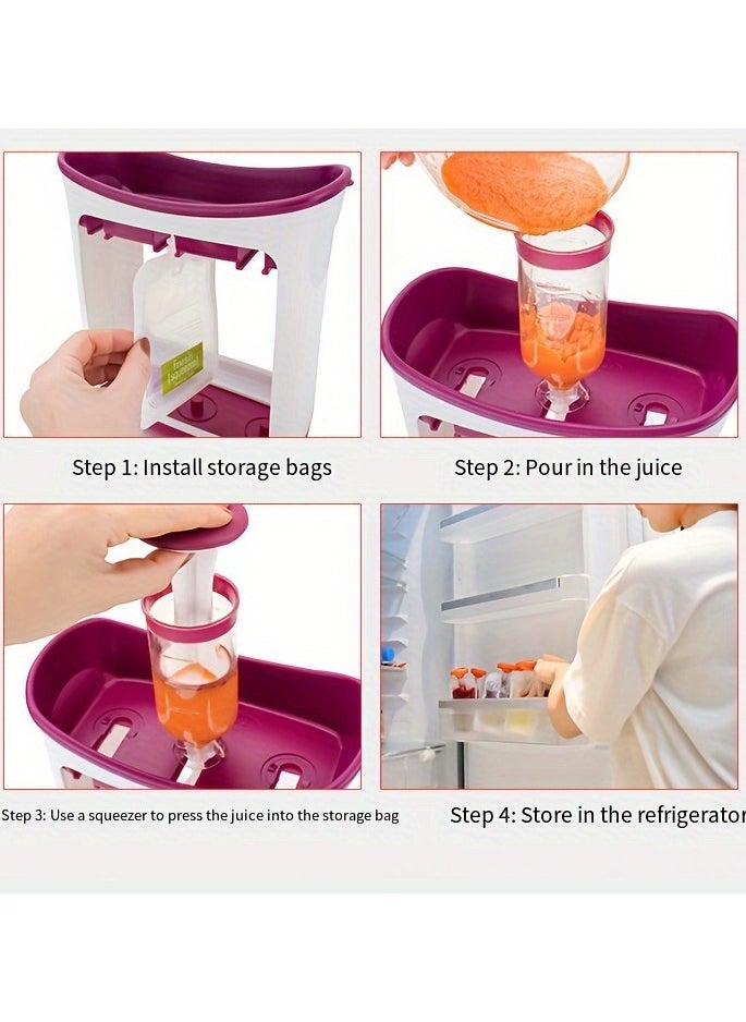 Fruit Puree Extruder Machine - Easy Manual Food Dispenser for Baby Complementary Food Production, Storage Bags Included - Compact Household Kitchen Helper