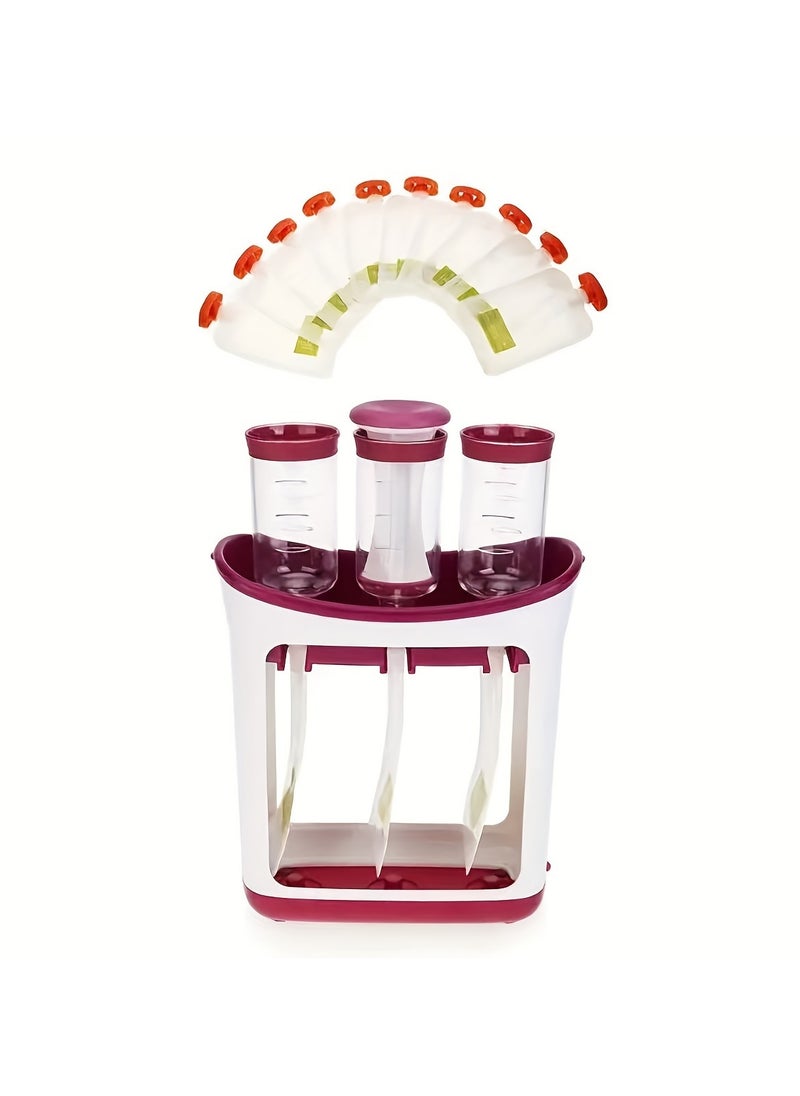 Fruit Puree Extruder Machine - Easy Manual Food Dispenser for Baby Complementary Food Production, Storage Bags Included - Compact Household Kitchen Helper