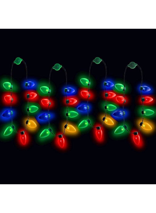 4 Pack Led Light Up Christmas Bulb Necklace Party Favors