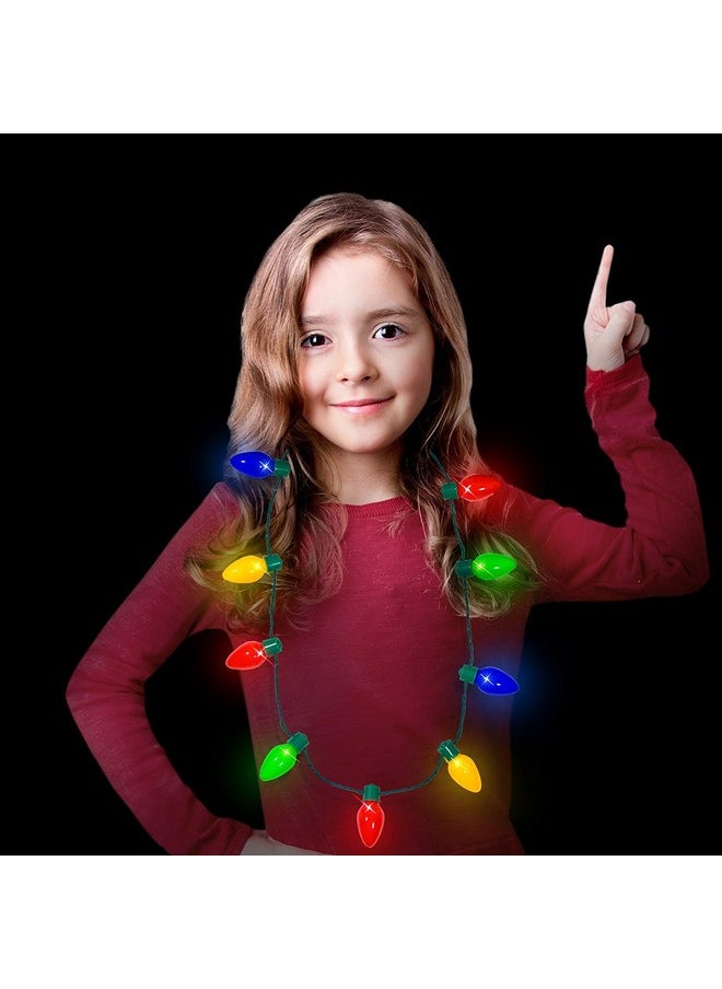 4 Pack Led Light Up Christmas Bulb Necklace Party Favors