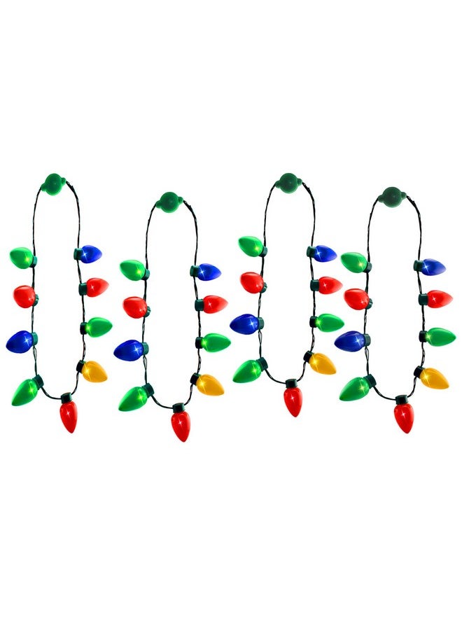 4 Pack Led Light Up Christmas Bulb Necklace Party Favors