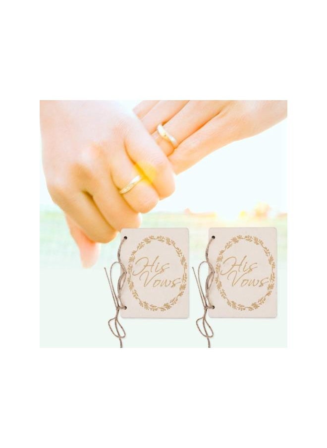 2pcs Wood Vow Books, His and Her Gifts Wedding Oath Brochures for Decoration Accessory(1)