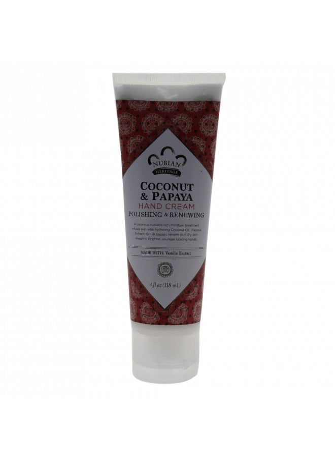 Nubian Heritage Hand Cream, Coconut Papaya, 4 Ounce