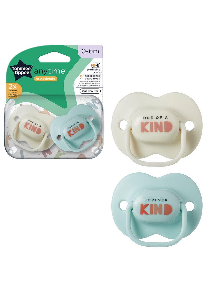 Pack Of 2 Every Day Orthodontic Pacifiers - Assorted For 0-6 Months